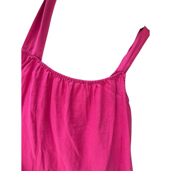 $238 EILEEN FISHER Organic Linen Midi Cami Dress Sundress | Sz XL, Geranium Pink - Picture 11 of 16